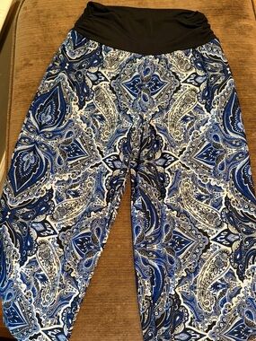 Blue Paisley Stretch Palazzo Pants